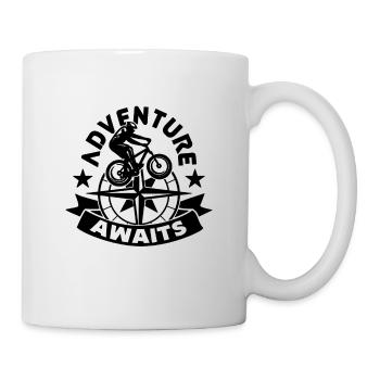 Adventure Awaits Loves Bike Racer Mountain Biker - Mug - white - Right
