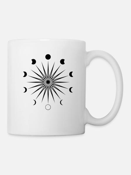 Étoile avec phases de lune - Étoiles - Lune - Graphique - Mug blanc - blanc