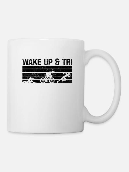 Triathlon Wake Up & Retro Training Triathlon Lover - Tasse - Weiß