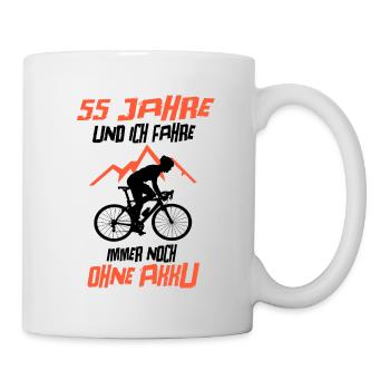 55. Geburtstag Radfahrer Fahrrad Geschenkidee - Tasse - Weiß - Rechts