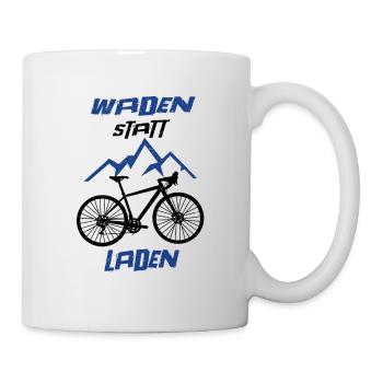 Fahrradfahrer Waden Statt Laden Geschenkidee - Tasse - Weiß - Rechts
