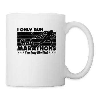 Je ne cours que des semi-marathons Retro Running Marathoner - Mug blanc - blanc - Droite