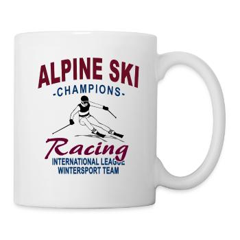 Ski alpine - Ski Abfahrt - Slalom - Skifahrer - Tasse - Weiß - Rechts