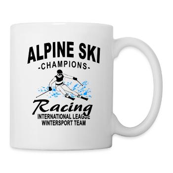Ski alpine - Ski Abfahrt - Slalom - Skifahrer - Tasse - Weiß - Rechts