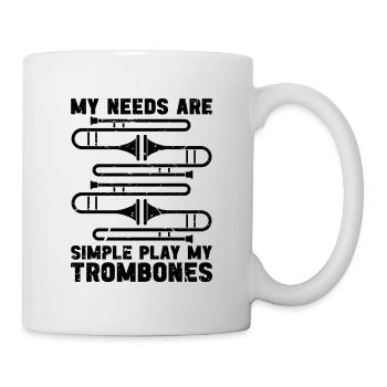 My Needs Are Simple Retro Brass Band Trombonist - Mug - white - Right