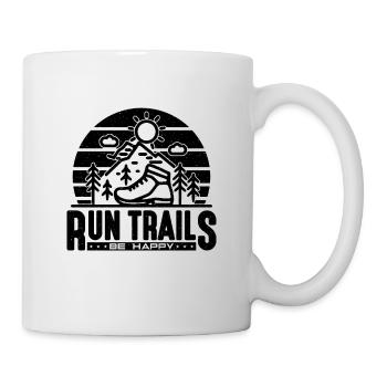 Run Trails Be Happy Retro Marathoner Trail Runner - Tasse - Weiß - Rechts