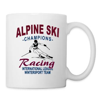 Ski alpine - Ski Abfahrt - Slalom - Skifahrer - Tasse - Weiß - Rechts