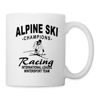 Ski alpine - Ski Abfahrt - Slalom - Skifahrer - Tasse - Weiß - Rechts