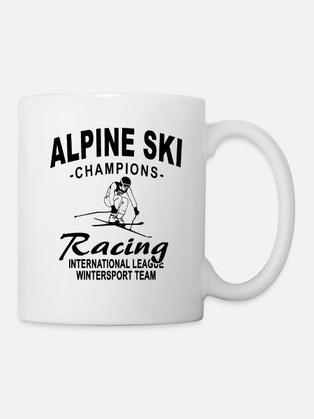 Ski alpine - Ski Abfahrt - Slalom - Skifahrer - Tasse - Weiß