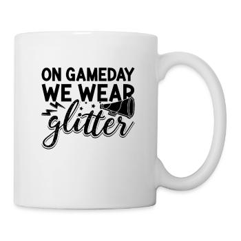 Le jour du match, nous portons des pom-pom girls dansantes à paillettes - Mug blanc - blanc - Droite