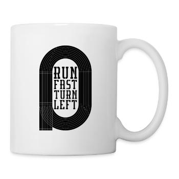 Run Fast Turn Left Retro Triathlon Race Sprinter - Mug - white - Right