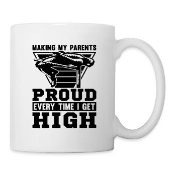 Rendre les parents fiers de chaque saut en hauteur au lancer du poids - Mug blanc - blanc - Droite