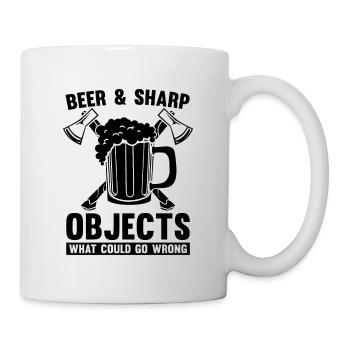Bière et objets tranchants Lancer de hache Lanceur de hache - Mug blanc - blanc - Droite