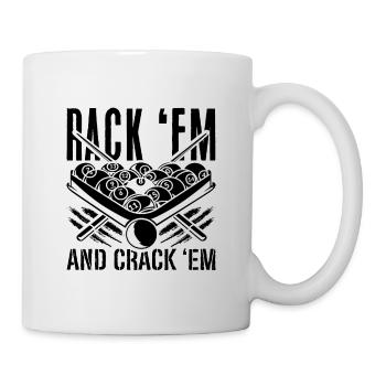 Rack 'Em And Crack Cue Sports Snooker Pool Player - Tasse - Weiß - Rechts