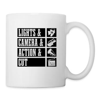 Lumières & Caméra & Rétro Aime les réalisateurs de films - Mug blanc - blanc - Droite