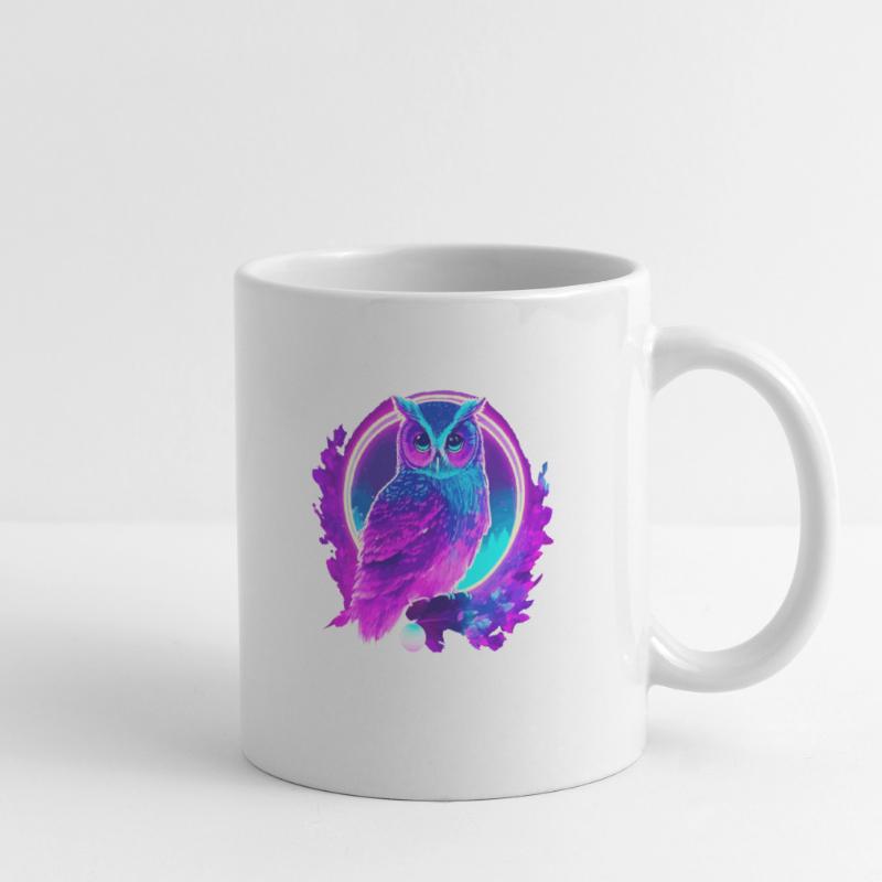 Eule Neon Moon Synthwave Tasse