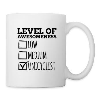 Level Of Awesomeness Unicycle Bicycle Unicyclist - Mug - white - Right