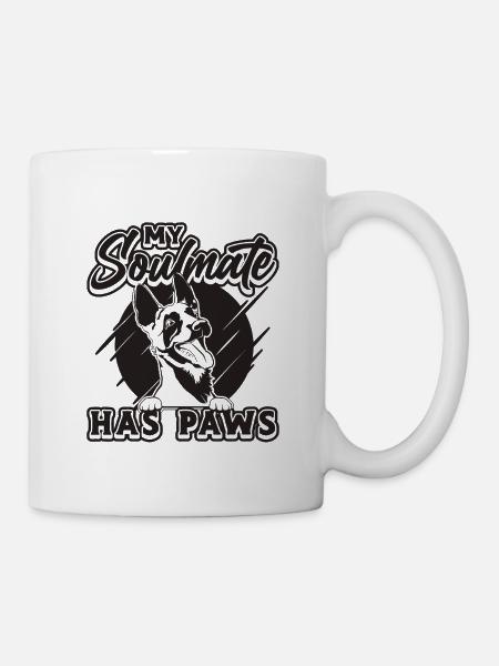 My Soulmate Has Paws Police Dog Malinois Lover - Tasse - Weiß