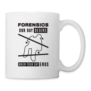Forensics Our Day Begins Crime Forensic Scientist - Mug - white - Right
