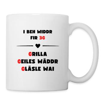 Grillen Sonne Sommer Schwaben Wein Leben genießen - Tasse - Weiß - Rechts