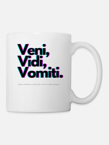 Citation Drôle de Jules César - Veni, Vidi, Vomiti - Mug blanc - blanc