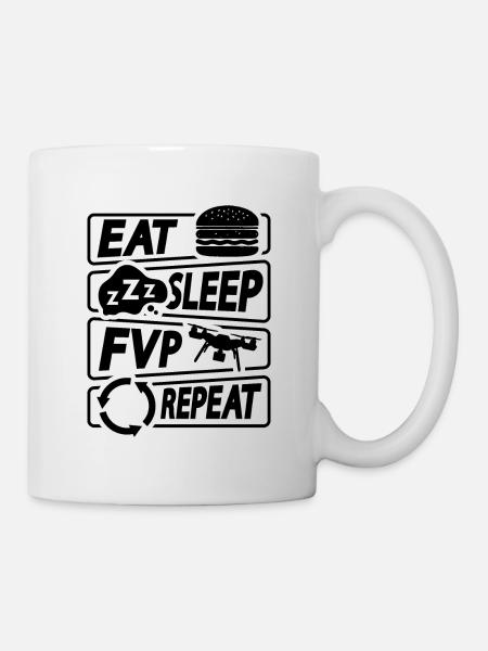Eat Sleep Fpv Repeat Remote Control Drone Racer - Tasse - Weiß