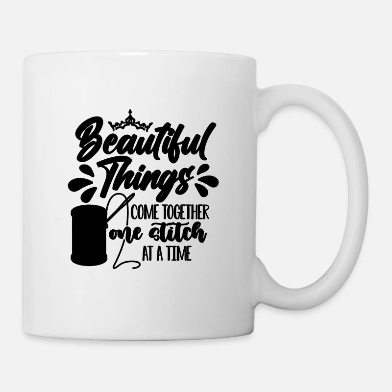Beautiful Things Come Stitching Cross Stitch Lover - Tasse - Weiß