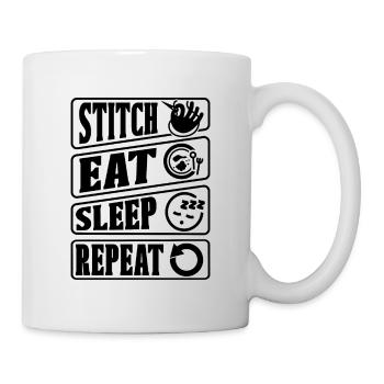 Point de croix Manger Sommeil Répéter Coudre Coudre - Mug blanc - blanc - Droite