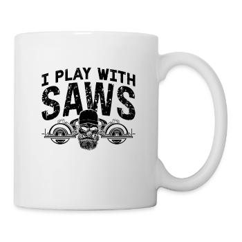 Je joue avec les scies menuisiers menuisiers menuisiers - Mug blanc - blanc - Droite