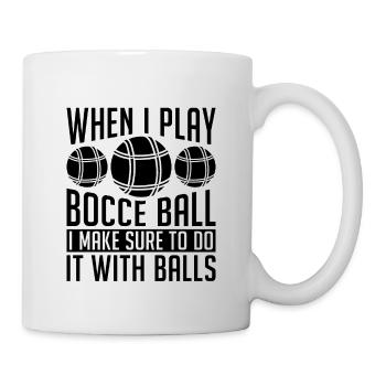 Quand je joue à la pétanque, je fais de la pétanque un joueur de pétanque - Mug blanc - blanc - Droite