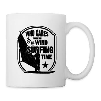 Qui se soucie de vous sur le surf Amateur de planche à voile - Mug blanc - blanc - Droite