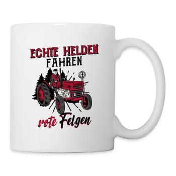 Traktor Trecker Echte Helden Fahren Rote Felgen - Tasse - Weiß - Rechts
