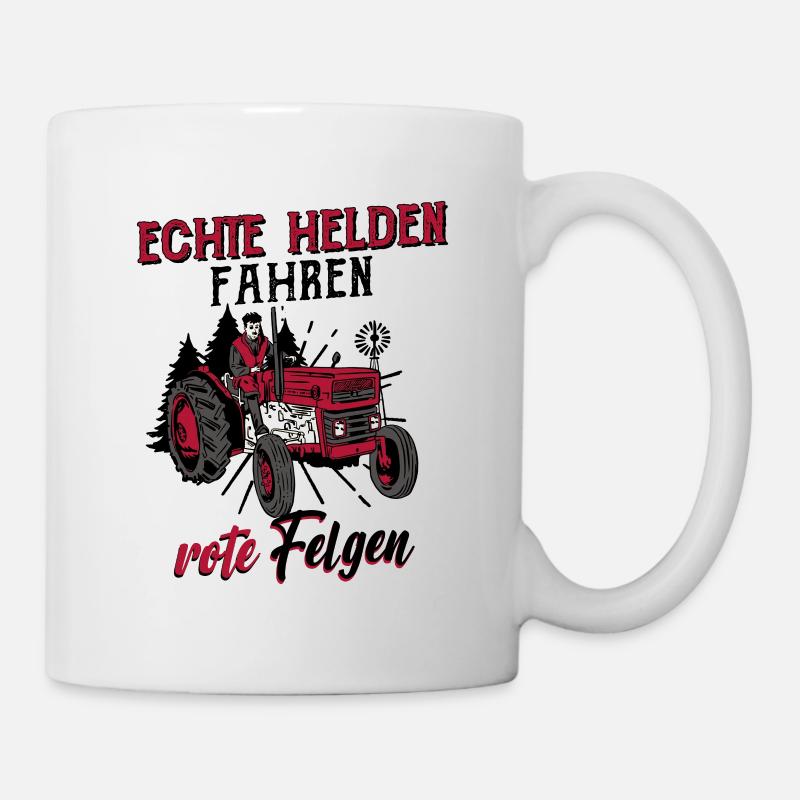 Traktor Trecker Echte Helden Fahren Rote Felgen - Tasse - Weiß