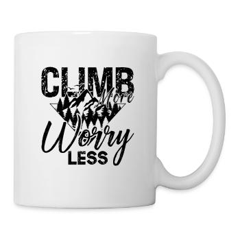 Climb More Worry Less Mountain Sports Rock Climber - Tasse - Weiß - Rechts