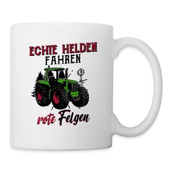 Landwirt Traktor Echte Helden Fahren Rote Felgen - Tasse - Weiß - Rechts