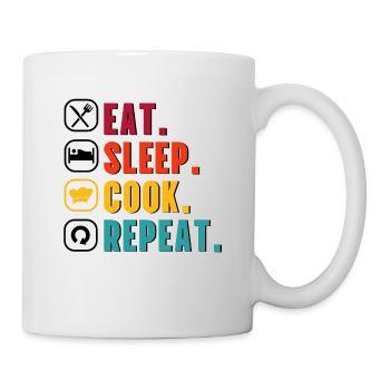 Koch Hobbykoch Eat Sleep Cook Repeat Geschenkidee - Tasse - Weiß - Rechts