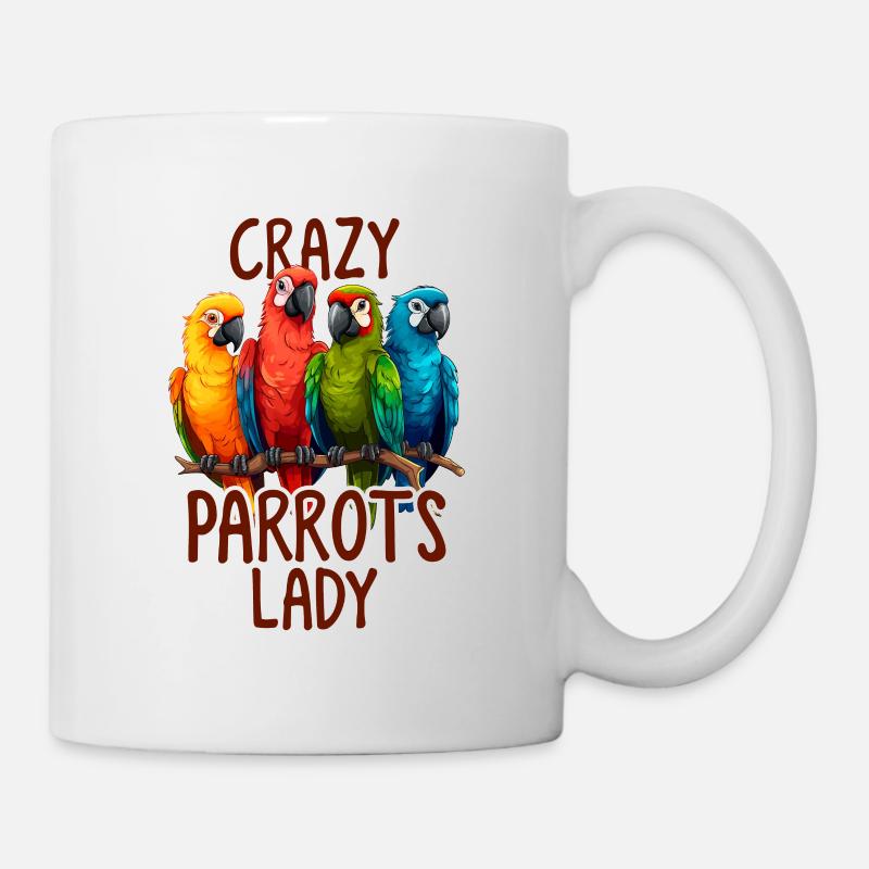 Verrückte Papagei Dame Wellensittich Mama Lustiger Vogel Dame - Tasse - Weiß