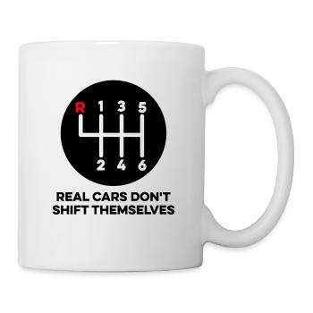 Echte Autos schalten sich nicht von selbst Lustiges Handbuch - Tasse - Weiß - Rechts