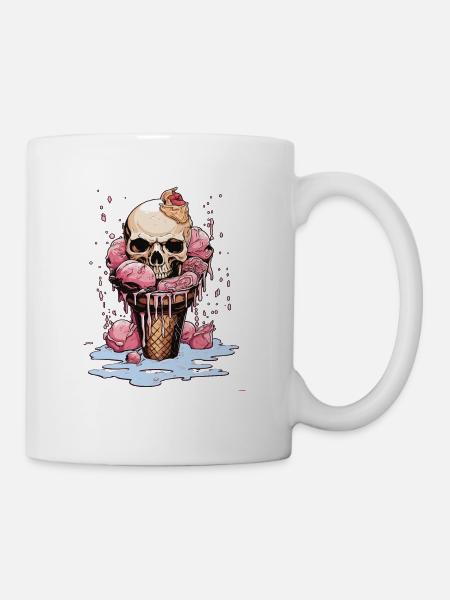 Totenkopf-Eiscreme-Halloween-Design - Tasse - Weiß