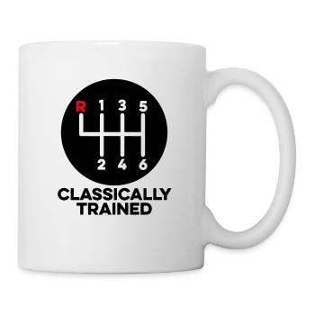 Klassisch ausgebildete Oldtimer Handbuch - Tasse - Weiß - Rechts