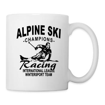 Ski alpine - Ski Abfahrt - Slalom - Skifahrer - Tasse - Weiß - Rechts