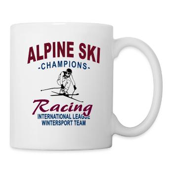 Ski alpine - Ski Abfahrt - Slalom - Skifahrer - Tasse - Weiß - Rechts