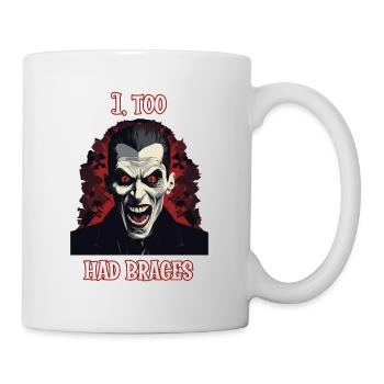 A vampire like person showing his perfect teeth - Mug - white - Right