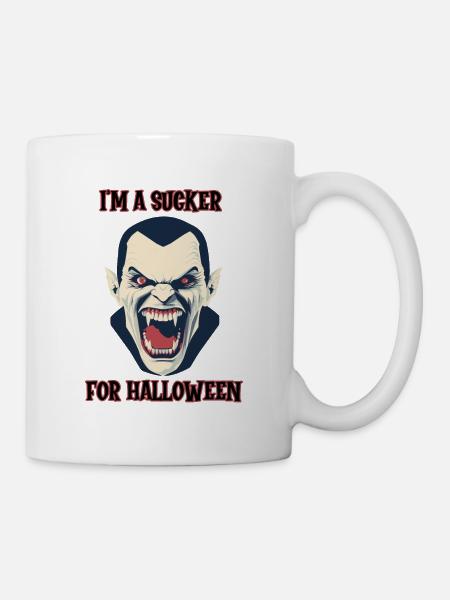 fanged vampire, sucker for Halloween - Mug - white