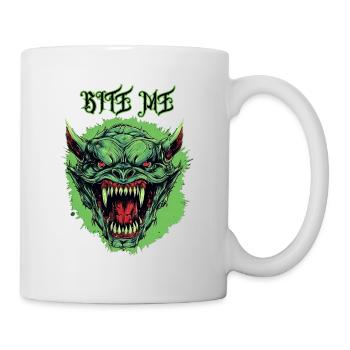 Dämonen-Ork-Kopf, Beiß mich - Tasse - Weiß - Rechts