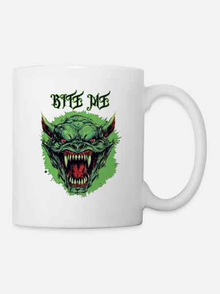 Tête d’orc démoniaque, Mordez-moi - Mug blanc - blanc