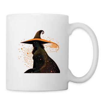Hexen-Silhouettenprofil mit orangefarbener Umrandung, - Tasse - Weiß - Rechts
