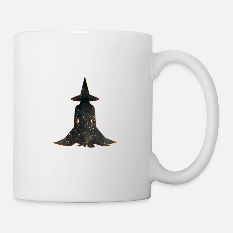 Hexe Silhouette Profil, Halloween - Tasse - Weiß