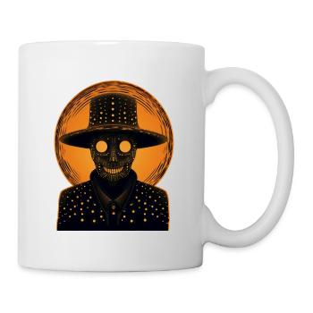 An orange skeleton wearing a hat - Mug - white - Right
