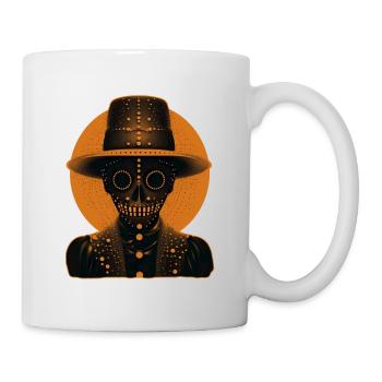 Une tête ressemblant à un squelette portant un chapeau - Mug blanc - blanc - Droite